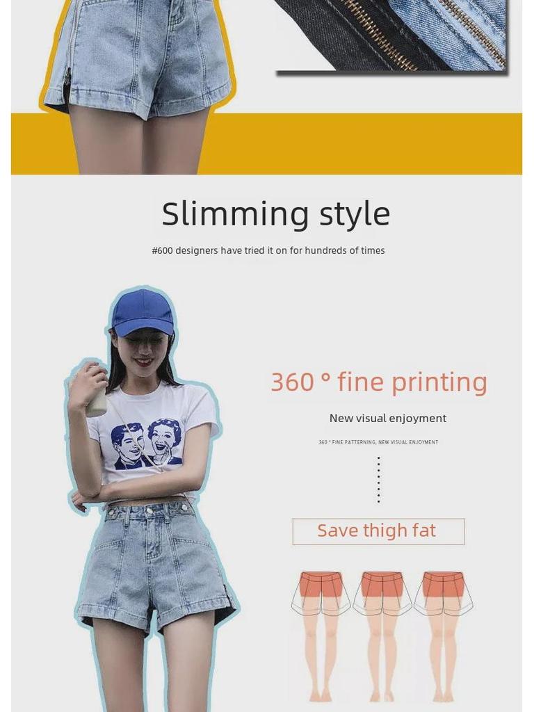 Корейские женские джинсовые шорты с высокой талией - 2020 Slim A-Line Wide Leg в черном и сером цвете.