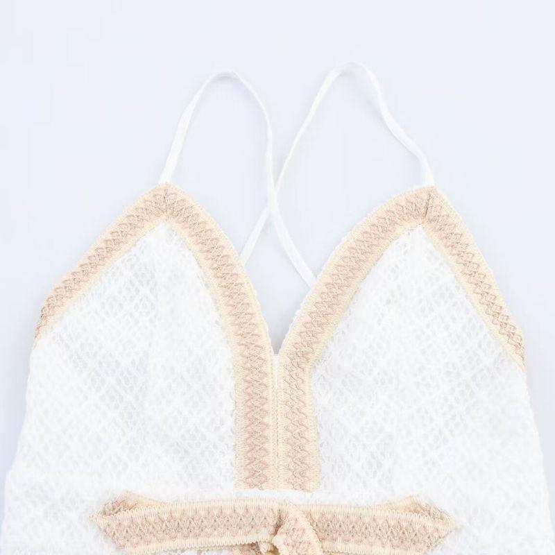 Kaslead New Women Clothes Western Style Fashion Pure Desire Wind Bow Decoration Vacation Sling Dress