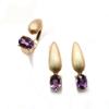 Checkboard Cut Natural Amethyst Oval 6*8mm Gemstone Ring Earrings Jewelry Set 925 Sterling Silver Fashion Women's Fine Jewelry