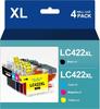 Compatible Ink Cartridge - HALLOLUX - LC422 LC422XL - 4 Pieces - 3000 Pages Black - 1800 Pages Color