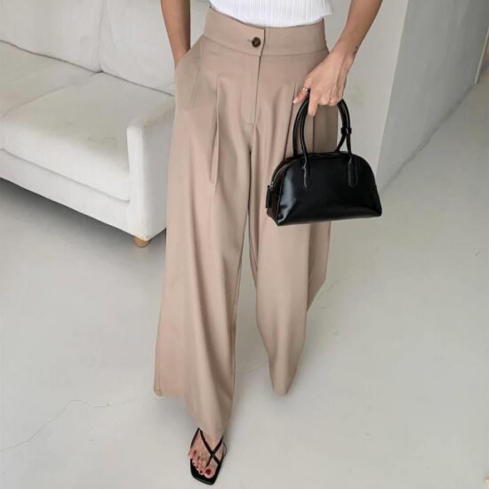New Arrivals Open Run Women Pintuck Wide High Waist Slacks