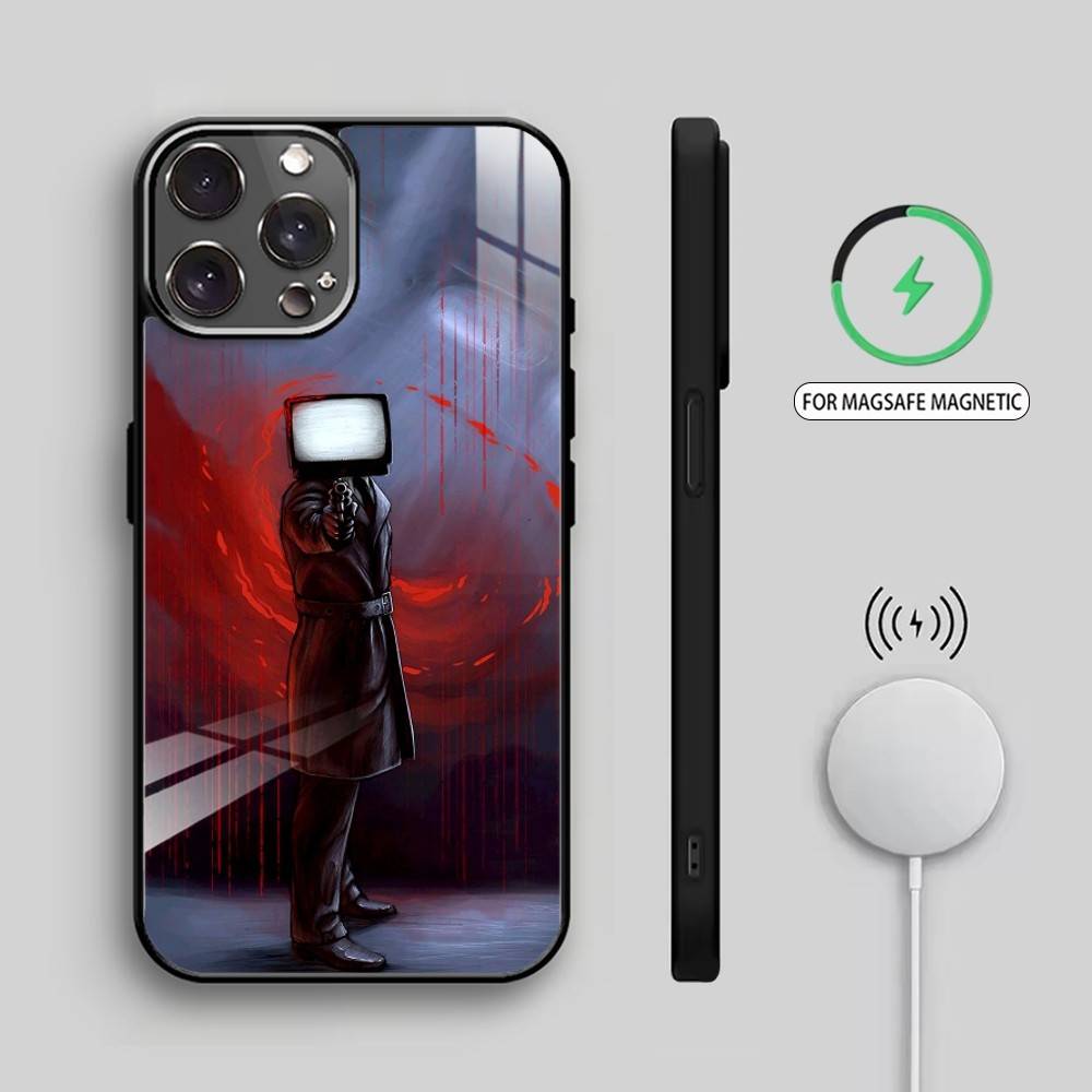S-Skibidi Toilet T-TV M-Man Phone Case For iPhone17,16,15,14,13,12,11 Plus,Pro Max Magnetic For Magsafe Wireless Charging