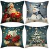 Рождественская наволочка с принтом снеговика, декоративная подушка, оформление для праздничной атмосферы в гостиной, диванная подушка