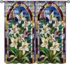 Flower Stained Glass Curtains,Beautiful Nature Scenery Roses Petals Art Symmetry Vintage Decor Rod Pocket Window Treatments for
