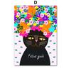 Цветочная девушка Miss Cat красочные поп-арт украшения гостиной плакаты и принты настенная живопись на холсте картины домашний декор