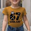Children's Clothing Tops Cute Cool Cat Six Seven Snowflake Print Soft Comfort New Summer Daily Casual Fashion Wear for Girls