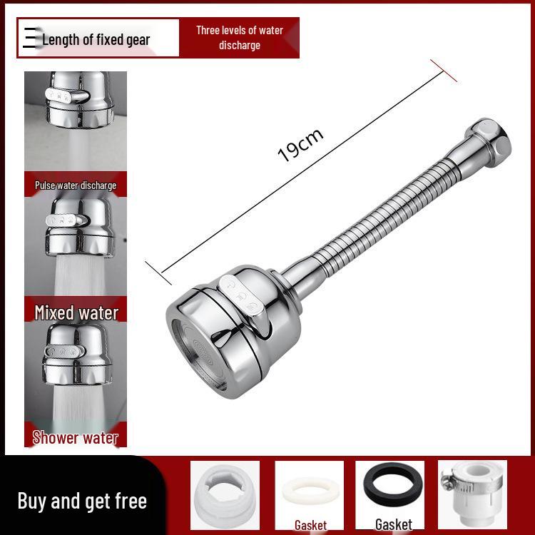 Universal Faucet Extension Tube with Shower Head, Kitchen Filter, and Aerator for Pressurized Water Flow