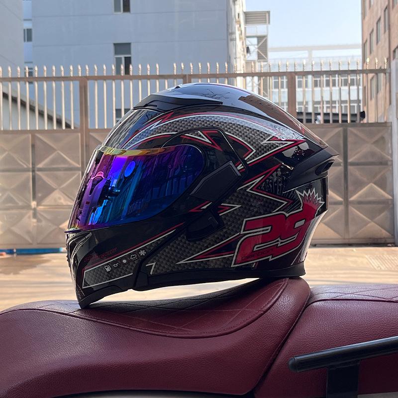 Motorcycle Helmets Men's and Women's Locomotive Full Helmets Bluetooth Peel-off Helmets Electric Vehicle Helmets
