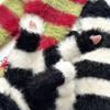 Зимние теплые вязаные полосатые перчатки с сенсорным экраном для женщин и мужчин, искусственный мех, пальцы, корейские, мягкие, пушистые, для улицы, защита от холода