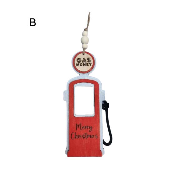 Wooden Gas Can Money Holder Christmas Tree Hanging Gas Money Wallet Cash Envelope Decoration Ornament Pendant Festival Party Wood Money Gift