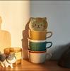 Милая керамическая кружка Японская керамическая мультяшная чашка с котом и крышкой Кофейная чашка Милая чашка для завтрака Креативная чашка для кофе с молоком Пара с крышкой