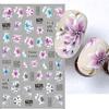 3D Lace Flowers Nail Stickers Purple Blossom Floral Butterfly Summer Nail Art Decals Decorations Adhesive Slider Tattoo Manicure