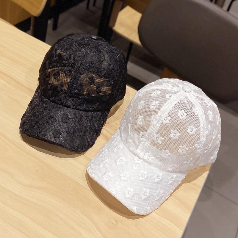 WTEMPO Hollow Out Duck Tongue Hat Women's Summer Lace Flower Korean Version Versatile Sun Shield Hat Breathable Solid Baseball Hat