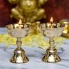Pure Brass Akhand Jyothi | Pyali Stand | Nanda Table Diya, 8 Cm Big , Brass, Pack of 2 Pcs