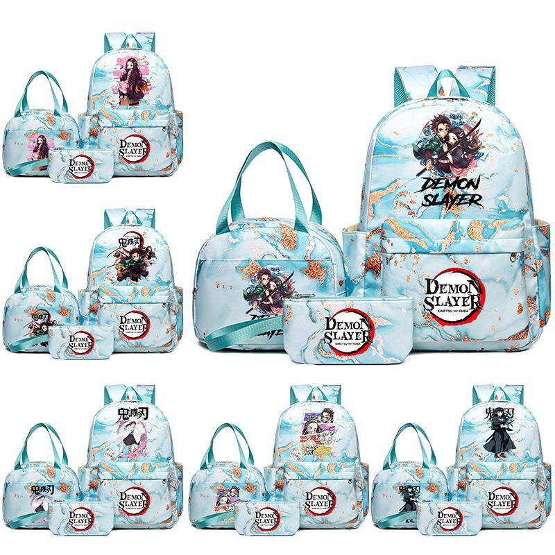 3 шт./комплект Рюкзак с принтом «Клинок, рассекающий демонов» с сумочкой и пеналом для подростка, школьника, девочки, мальчика, большой вместимости, водонепроницаемый, для книг, школьный, дорожный, подарок