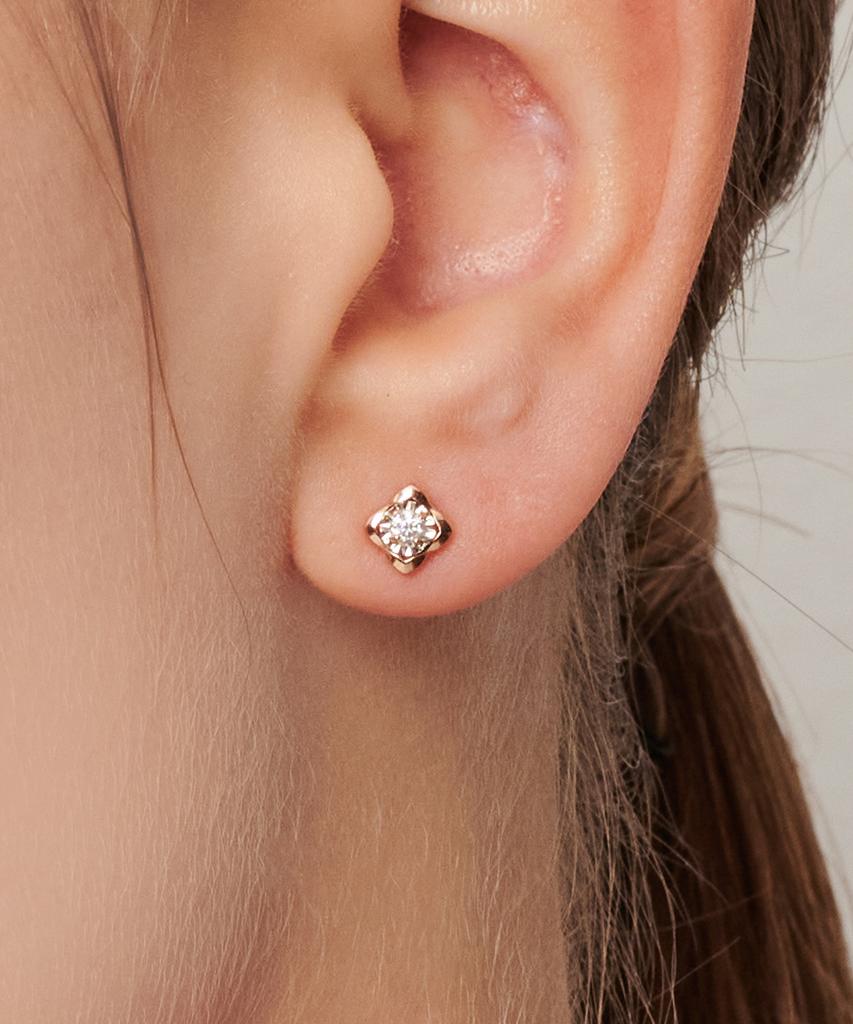 Loveenb [14K Gold] Rosé Lab-Worn Diamond Earrings