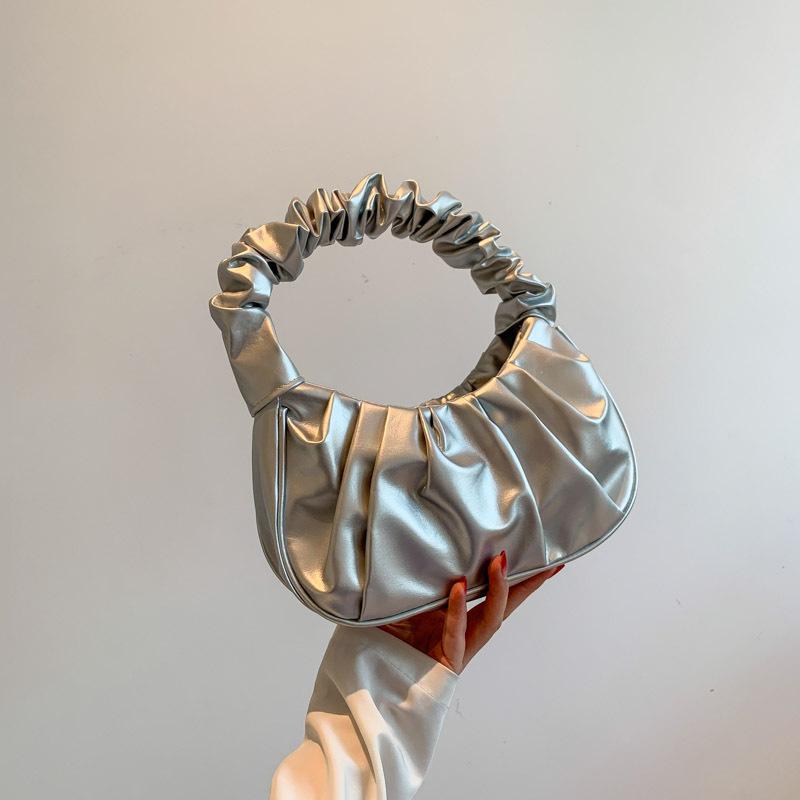 Контрастные цвета Новая модная однотонная плиссированная сумка-облако Милая наплечная сумка Уличный тренд Портативная женская сумка подмышку