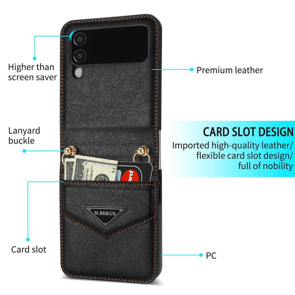 Чехол-кошелек Samsung ZFLIP5/6 с держателем для карт и ремешком через плечо для ZFLIP3/4, складной чехол для телефона