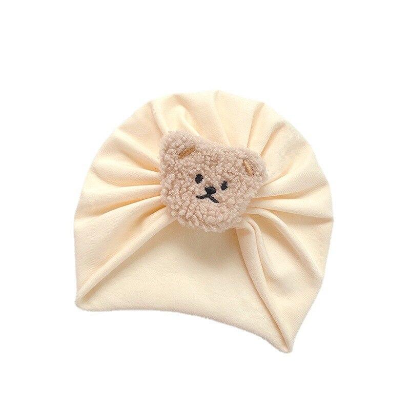 Детский тюрбан с милым мультяшным 3D медвежонком, шапочка для новорожденных мальчиков и девочек, милые весенне-летние хлопковые банданы для малышей, детские вещи