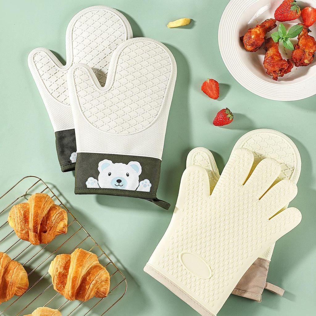 Thickened Non-Slip Silicone Kitchen Oven Gloves: Heat-Resistant and Anti-Scald Baking Mitts
