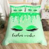 Smile Eyelash Duvet Cover Set Glitter Fragments Dreamy Twin Queen Bedding Set Microfiber Eyelashes Make Romantic Comforter Cover