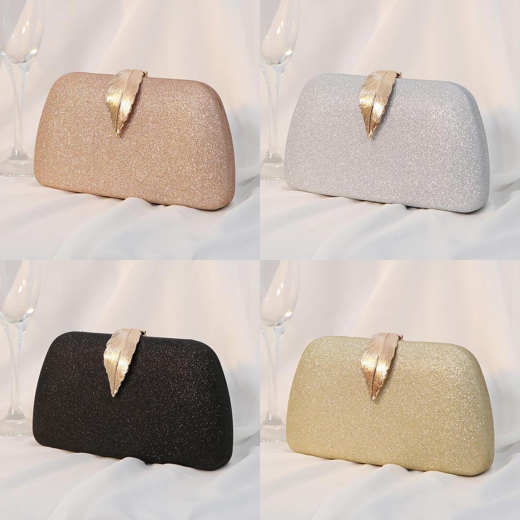 Crossborder Trend Metal Leaf Evening Bag With Lock Closure For Formal Events