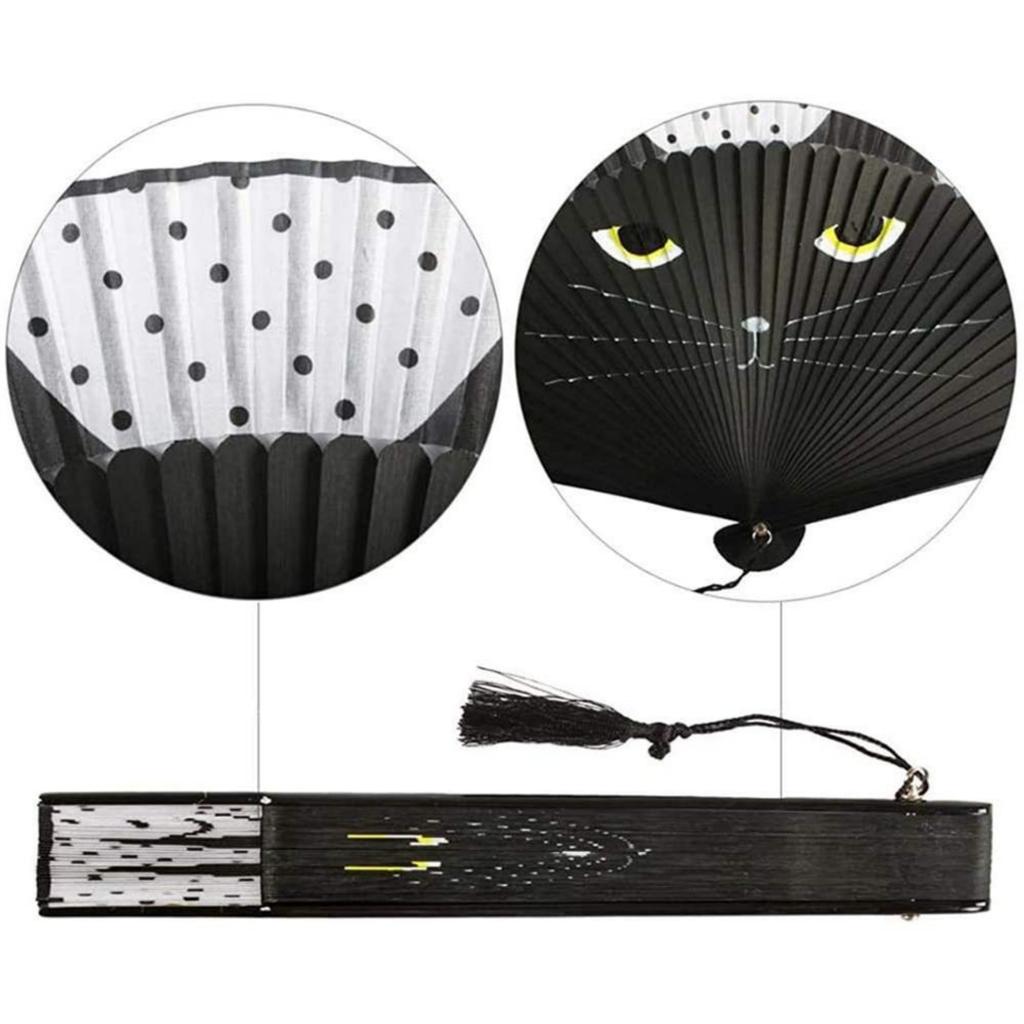 Кошка, китайский мультяшный шелк, модные ручные веера в японском стиле, популярный милый веер с котенком, ручной складной женский веер для девочек