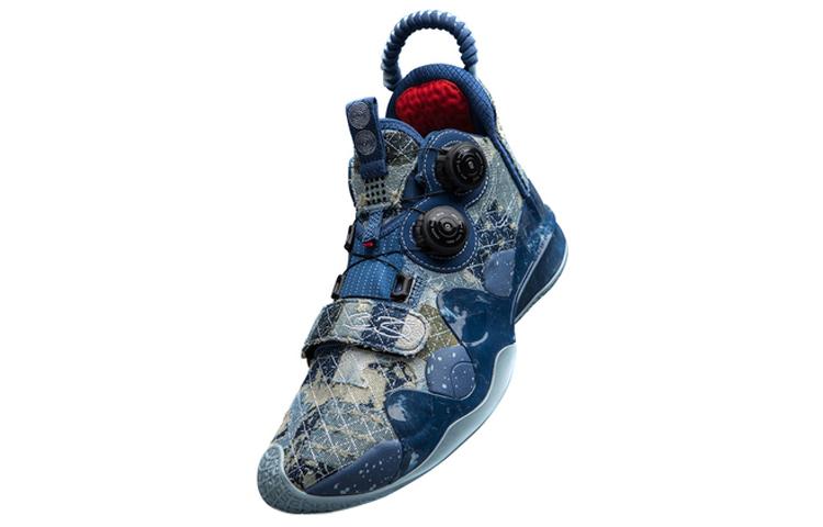 Li Ning WOW 8 Амортизация Момент Устойчивость к Скольжению Износостойкость Средняя Высота Баскетбольные Кроссовки Мужские Черно-Синие ABEP001-6
