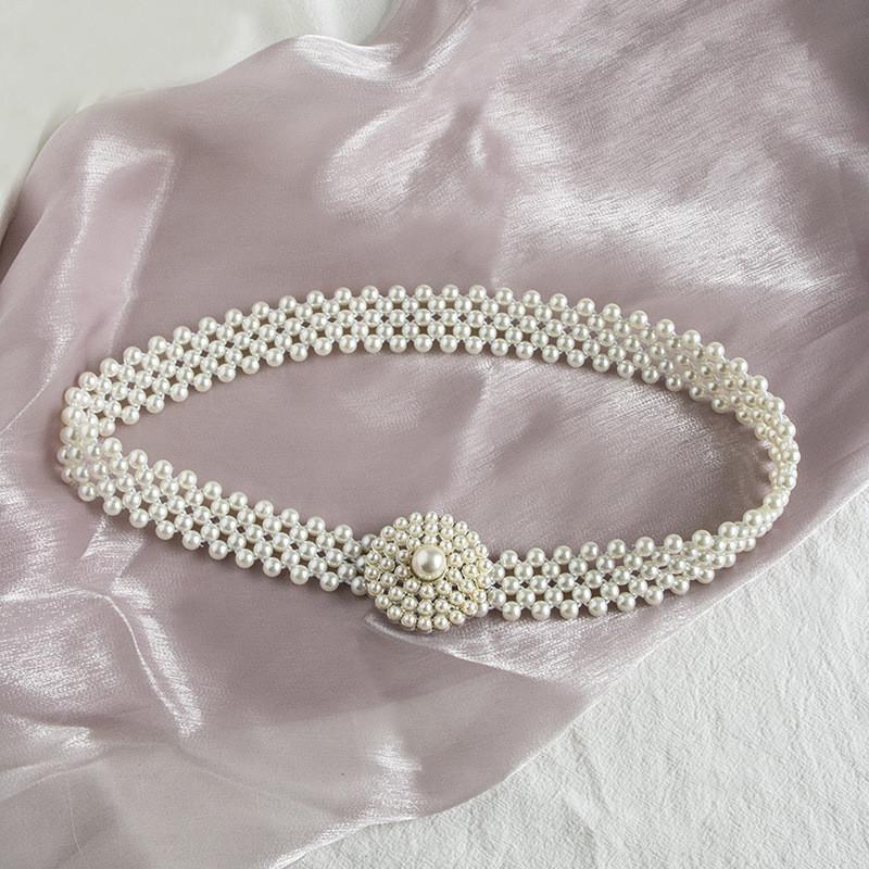 Korean Style Pearl Belt For Females With Stretchable Design For Dress Night Out