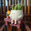 Sunflower Smiling Face Planter Pot Resin Cartoon Head Flowerpot Indoor Outdoor Cactus Succulent Plants Container