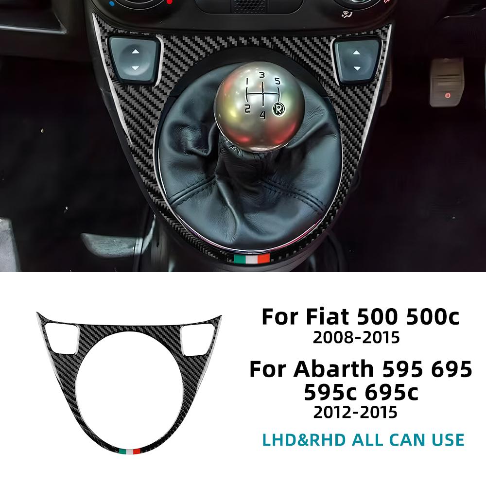 Soft Carbon Fiber Sticker For Abarth 595/695/595C/695C 2012-2015 For Fiat 500 2008-2015 LHD RHD Car Gear Shift Tricolor Trim