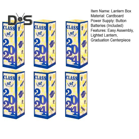 6 шт. освещенных выпускных центральных украшений для выпускного класса 2025 года, фонарики, украшения для выпускного со светодиодной подсветкой для выпускного вечера в колледже и средней школе