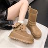 Fashion Winter Platform Thick Bottom Women Ankle Boots Height Increase Punk Women's Shoes Female Belt Buckle Slip On Short Booties