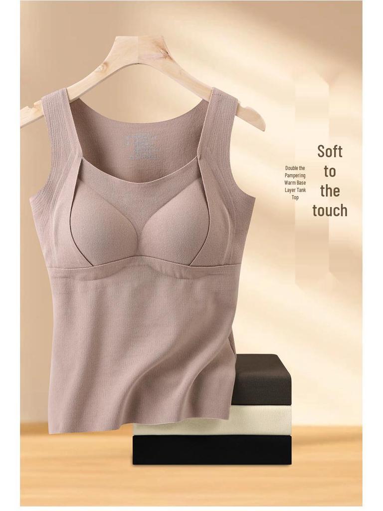 Женский антистатический длинный теплый жилет: Встроенные чашки бюстгальтера, Акрил, Мягкий цельный верхний и нижний слой для осени/зимы