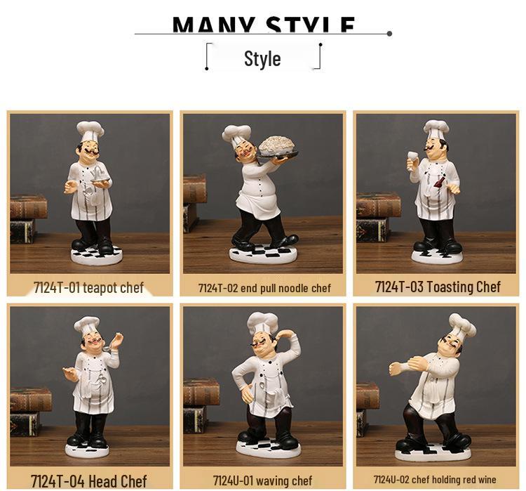 European Chef Figurine - Decorative Ornament for Home, Cafe, Cake Shop, or Living Room