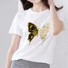 Модная женская футболка классического цвета с принтом бабочки, универсальная повседневная удобная футболка с круглым вырезом для пригородных поездок