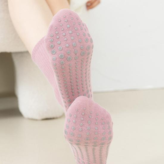 1 пара носков для йоги с нескользящей силиконовой накладкой, дышащие, влагоотводящие, профессиональные, женские, балетные, танцевальные, фитнес, пилатес, спортивные, до середины икры