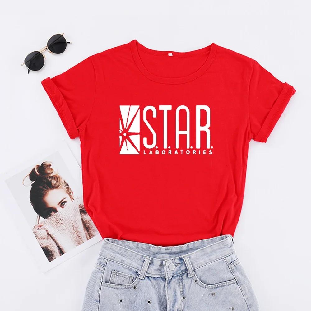 Флэш DC Barry Allen Laboratories Star Labs с буквенным принтом женская футболка Повседневная хлопковая забавная рубашка футболка в стиле Харадзюку футболка топ