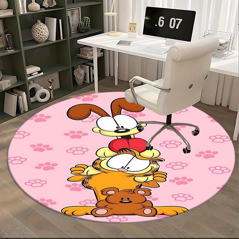 Garfield,Odie Chair mat Round Rug Office carpet, Machine Washable, Non slip, Suitable for Living Rooms, Bedrooms