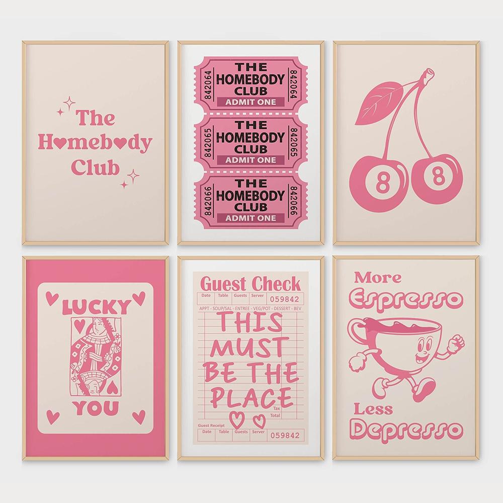 The Homebody Club Print Minimalist Heart Poster Ticket Trendy Living Room Decor Quote Aesthetic Apartment Wall Art Pictures