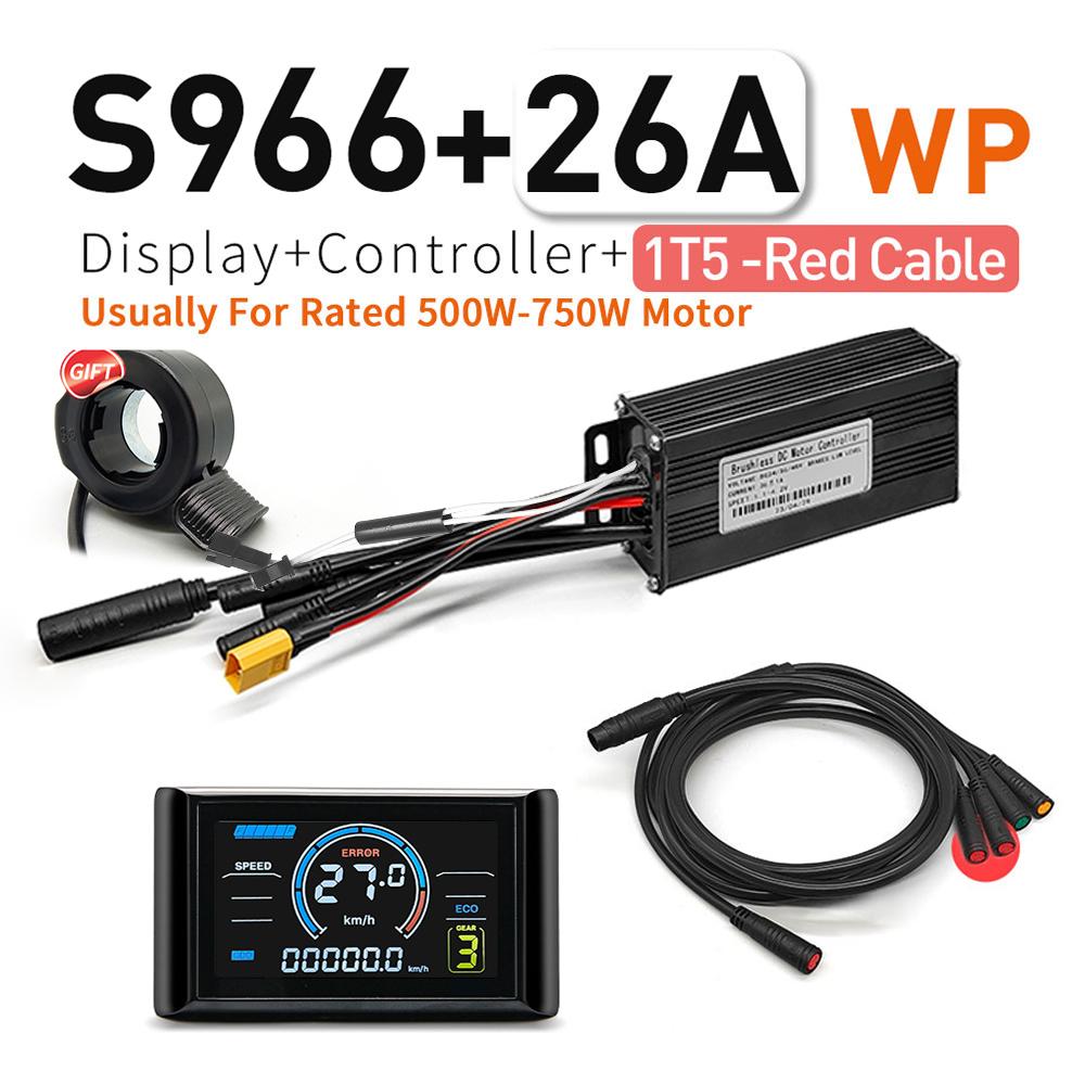 Ebike Sine Wave Waterproof Controlle 17A 26A 30A Color S966 NFC Display Compatible Hall 1T5 2pin Hub Motor Controller 24/36/48V
