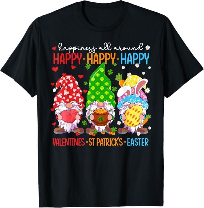 Happy Valentines St Patrick Easter Happy Holiday Gnome Funny T-Shirt