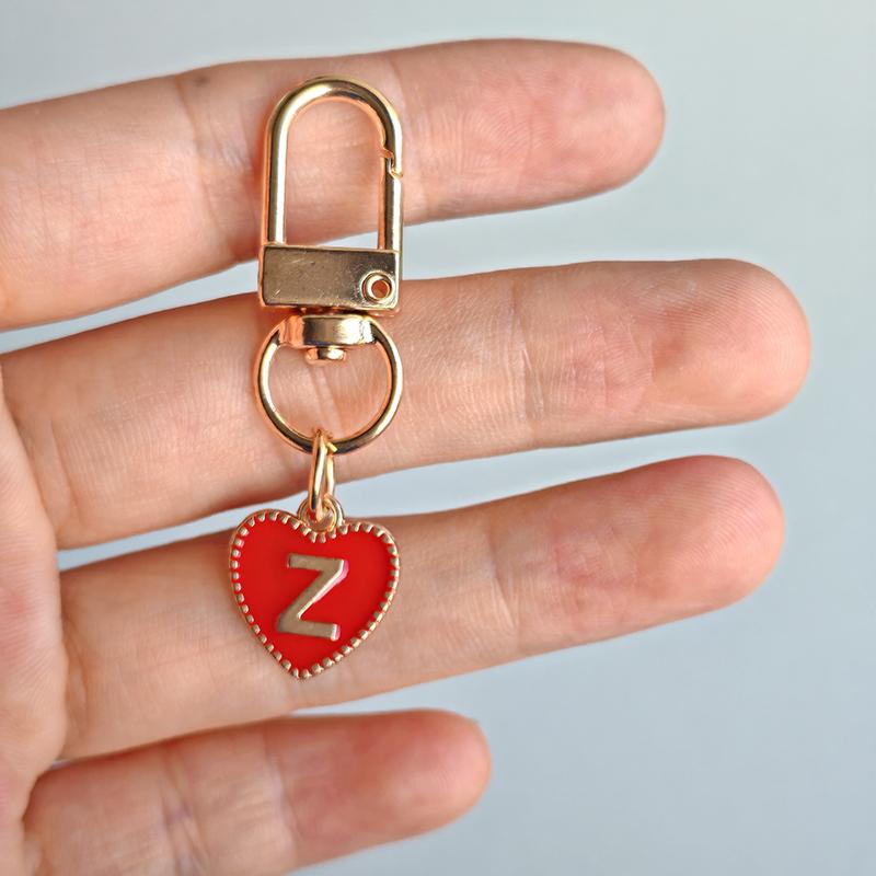 1PC Heart Shaped Gift 26 English Letters Design DIY Keychain Marker Love Keychain Creativity Lobster Buckle Red Metal Party