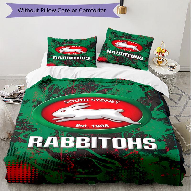 3pcs Duvet Cover Set (1*Duvet Cover + 2*Pillowcase, Without Core), South Sydney Rabbitohs Print Soft All‑Season Bedding Set, Home Bedroom Decor Gift