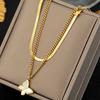 Multi Layer Butterfly Necklace for Women, Fashionable Design, Titanium Steel Lock Chain, Small and Fresh Accessory