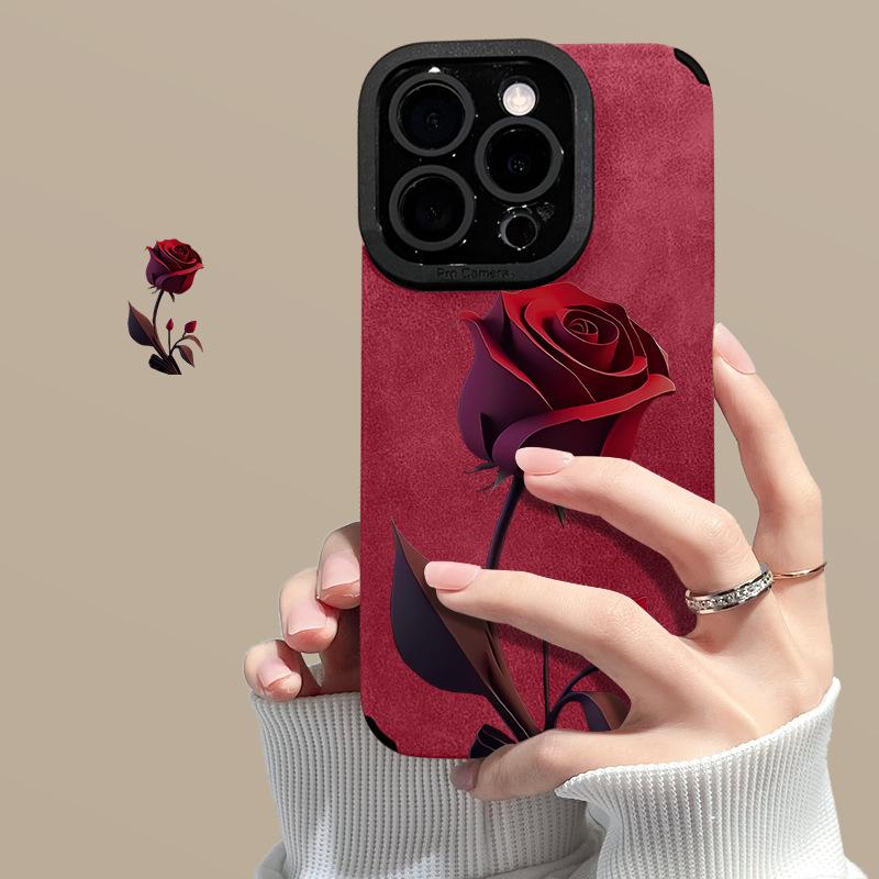 Красная роза цепочка подходит для Apple 16pro мобильный телефон чехол Iphone15 мех 14 отверстие для спермы 13 силикон анти-падение X