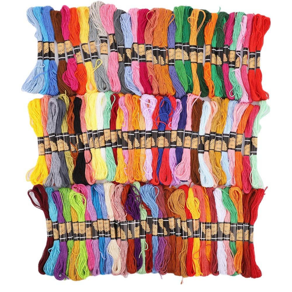 100pcs Polyester Cotton Cross Stitch Floss Rainbow Color Bracelet Yarn Embroidery Thread  Embroidery