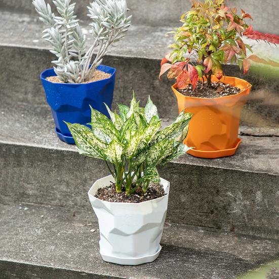 Flowerpot Durable Stable Decorative Breathable Succulents Nursery Garden Planter with Tray for Home