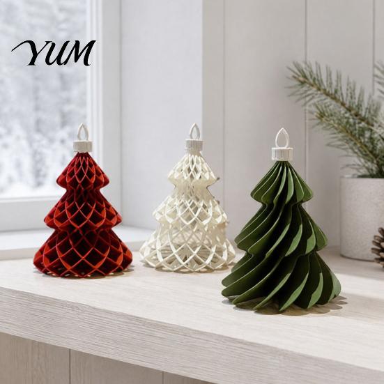 Easy Storage Festive Ornaments 3D Printed Christmas Tree Ornament, Honeycomb Origami Hanging Decoration Decorative for Home Holiday Party Decor,