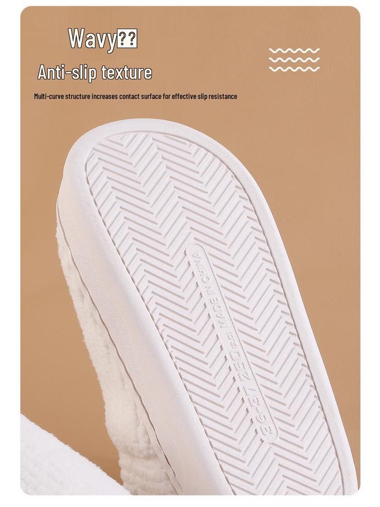 2025 New Non-slip Thick Sole Cotton Slippers for Men & Women - Warm Velvet, Indoor/Outdoor Comfort, Autumn/Winter